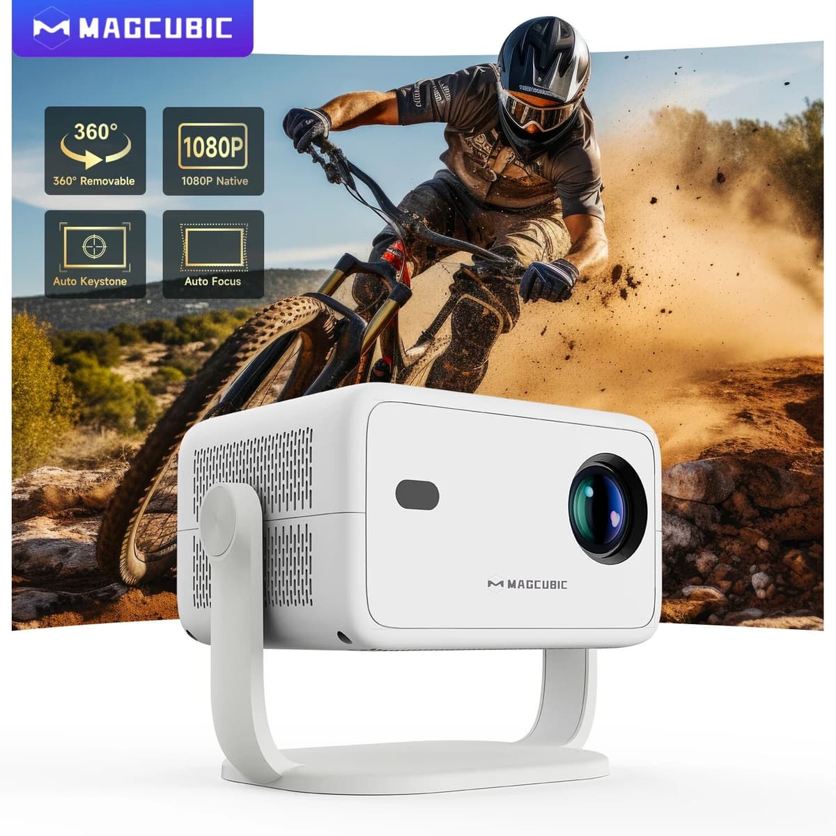 Magcubic L018 Projector Native 1080P 650ANSI 8K Android14 With Auto Keystone Correction Focus Wifi6 BT5.2 Portable Movie Outdoor