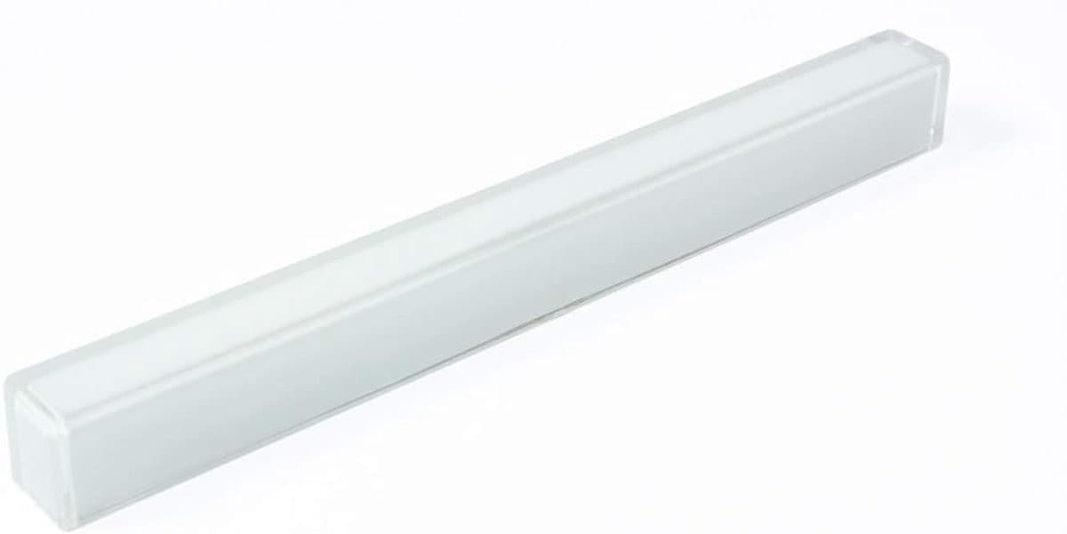 Meubelgreep voor keukenkast of deur in wit transparant kunststof met glaseffect, Breedte: 148 mm, Afstand tussen schroeven: 128 mm