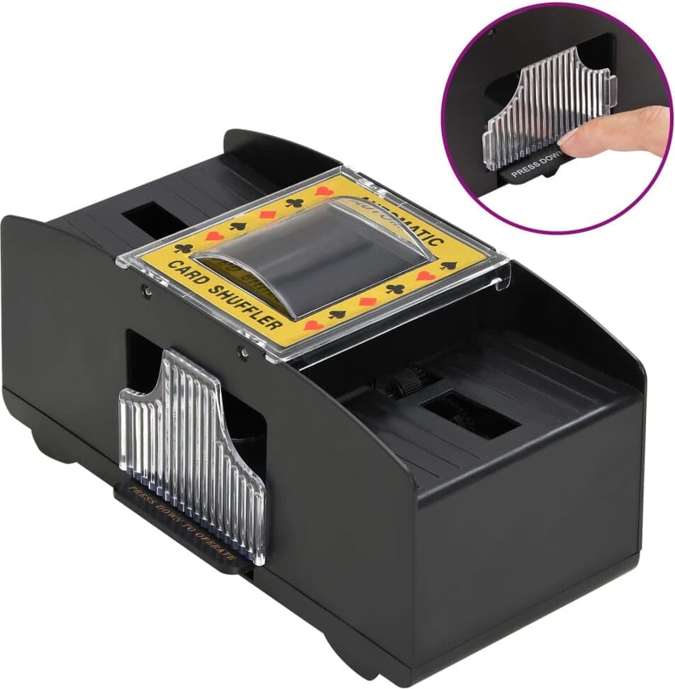 vidaXL Mélangeur de cartes automatique noir 2 jeux