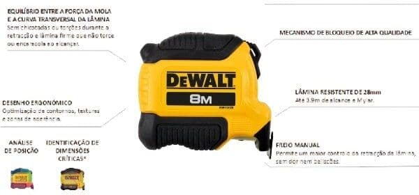 Fita Métrica compacta 8M Dewalt DWHT38128-0