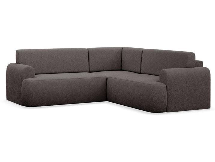 Kaveo – Canapé d'angle convertible en L avec coffre de rangement\, revêtement en velours marron\, design universel avec élément d'angle