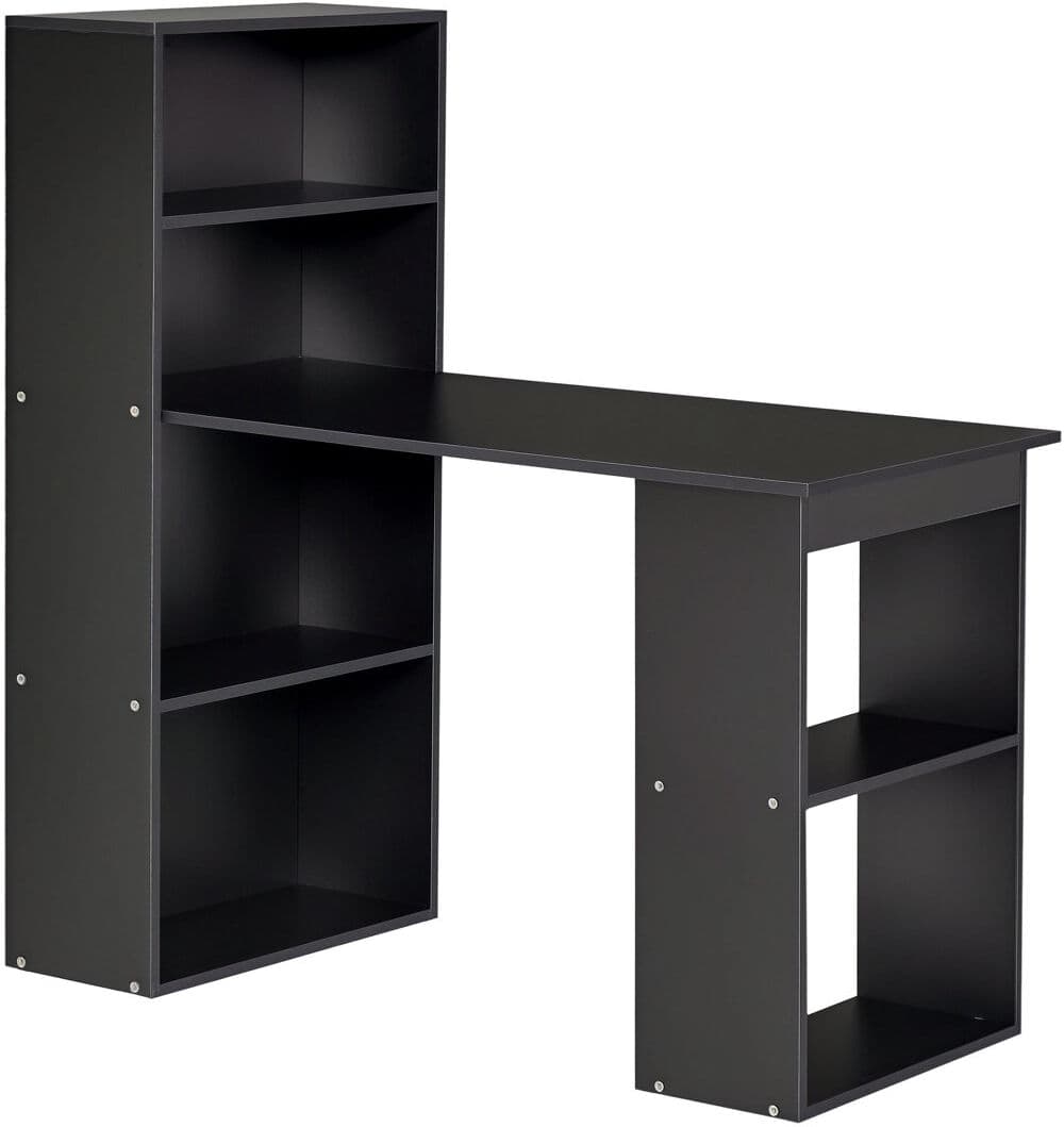 Hashtag Home Carbone 120cm Computer Desk Wooden PC Laptop Table Black 120cm H X 120cm W X 55cm D