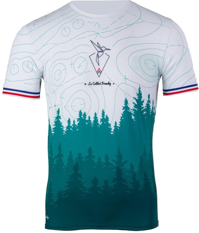 Le Colibri Frenchy  - Le Forestier Vert Blanc - S - Tee-shirt de trail