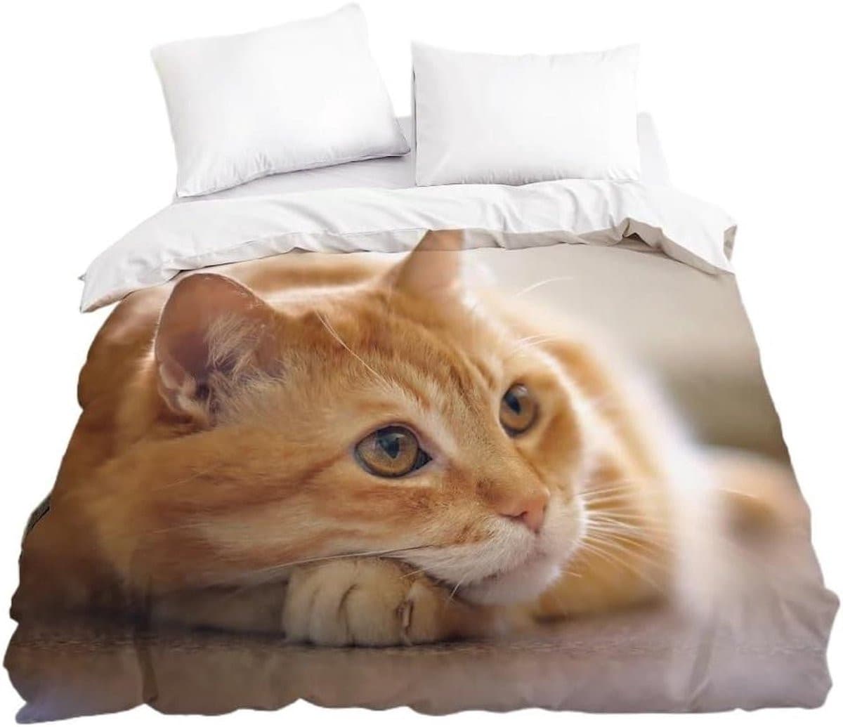 Dekbedovertrek 3D Kat met levendig patroon - Multicolor - 180 x 220 cm