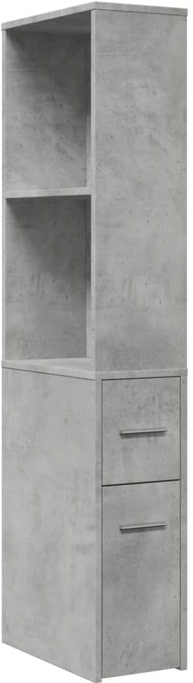 vidaXL Armoire de salle de bain étroite avec roulettes gris béton