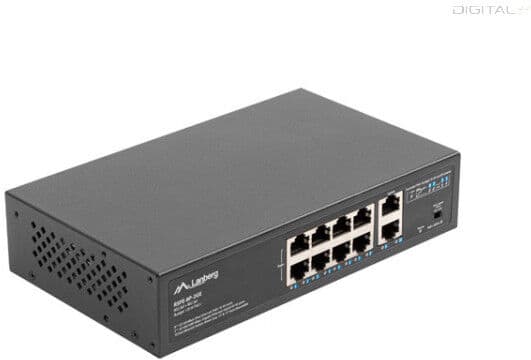 Lanberg RSFE-8P-2GE-120 19/10" 1U 8x100Mbps PoE+ LAN (120W) 2xGbE LAN port nem menedzselhető PoE+ switch