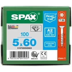 SPAX Senkkopf T-STAR plus - Teilgewinde Edelstahl rostfrei A2 1.4567 T20 - 5x60 - 100 Stk