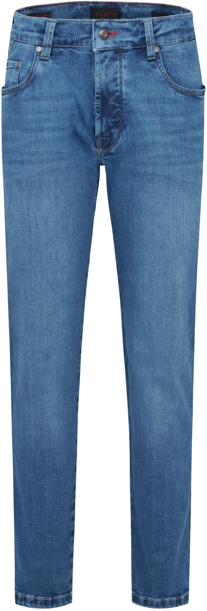 5-Pocket-Jeans BUGATTI "Basic Essentials", Herren, Gr. 44, Länge 30, blau (hellblau), 92% Baumwolle, 6% Polyester, 2% Elasthan, Jeans 5-Pocket-Jeans, Flexcity-Stretch hellblau 44, Länge 30