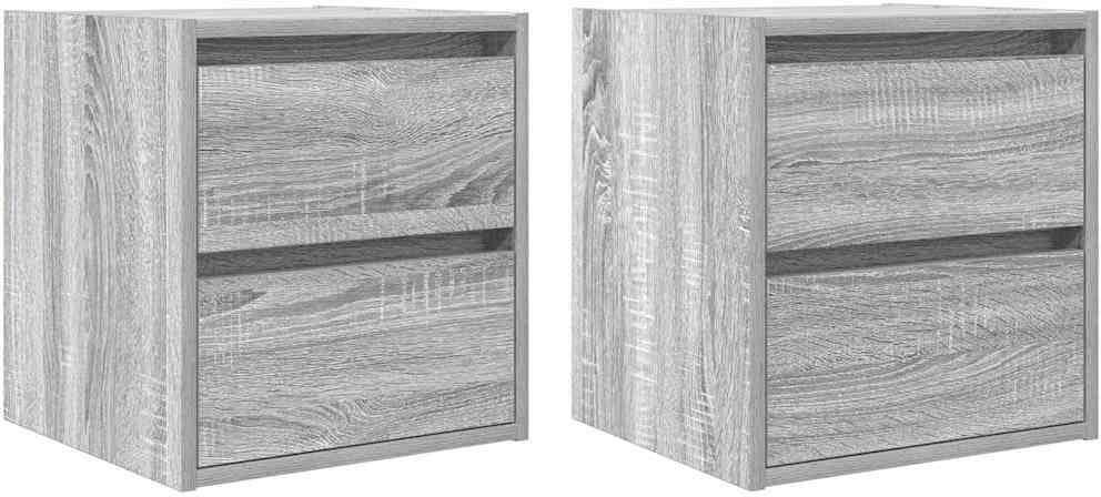 vidaXL Tables de chevet murales 2 pcs sonoma gris 38x34x40 cm