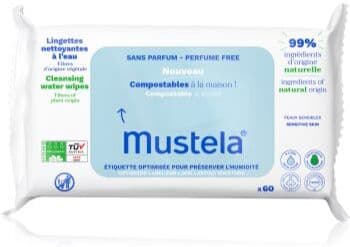Mustela Compostable at Home Cleansing Wipes Perfume Free toalhitas de limpeza sem perfume para bebés 0+ 60 un.. Compostable at Home Cleansing Wipes Perfume Free