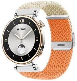 Everyday Crate Huawei Watch GT4 41mm Braided Nylon Watch Band Adjustable Replacement Strap With Integrated Buckle starlight+orange
