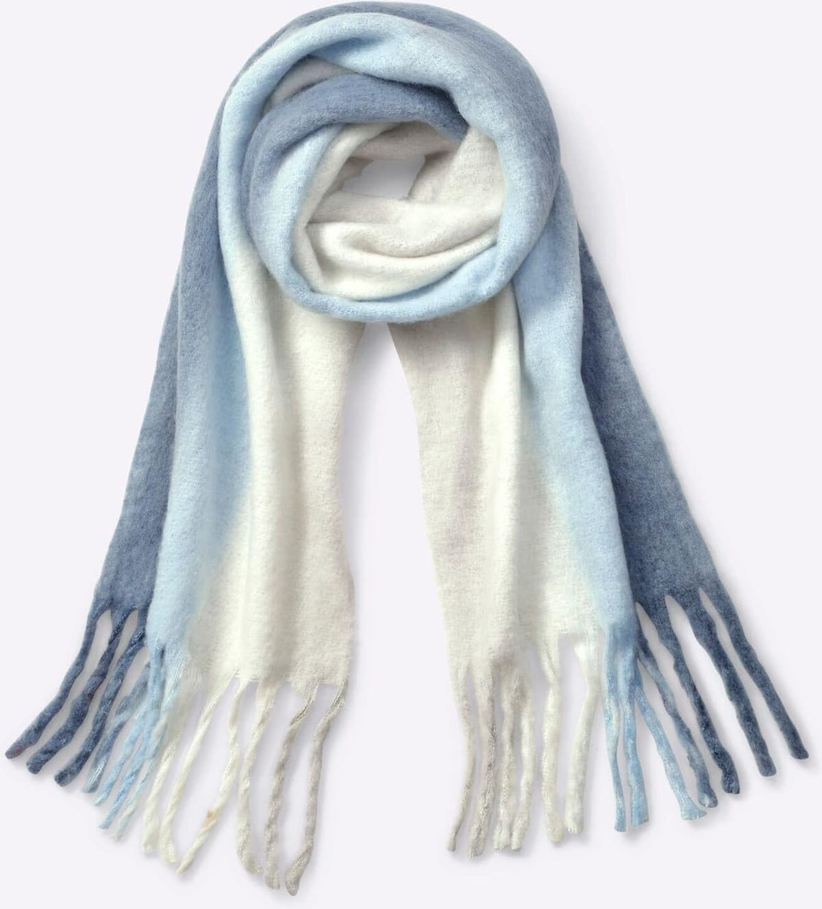 Modeschal HEINE, Damen, blau (marine, ecru), Polyester, gemustert, Modetücher