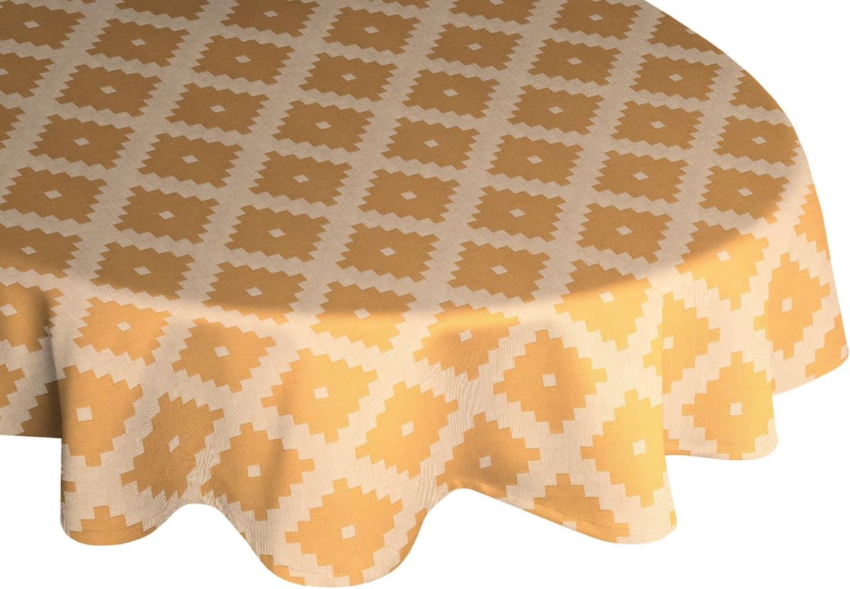 Tischdecke ADAM "Maroccan Shiraz" Gr. 8, gelb (curry), B:145cm L:220cm, Bio-Baumwolle, Tischdecken, Tischdecke, aus 100% Bio-Baumwolle curry B/L: 145cm x 220cm, 1 Stk., oval