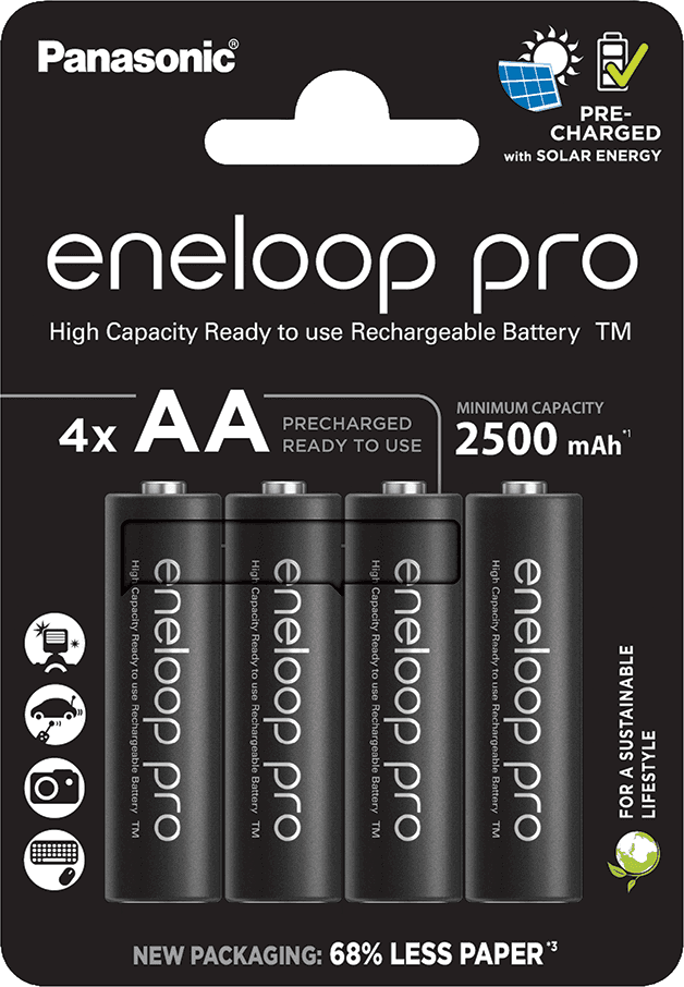 Panasonic Eneloop Pro AA HR6 2500mAh Rechargeable Batteries   4 Pack
