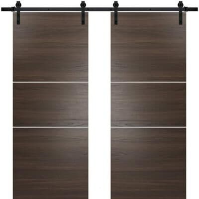 SARTODOORS Planum 0110 Chocolate Ash Wood Double Sliding Barn Doors