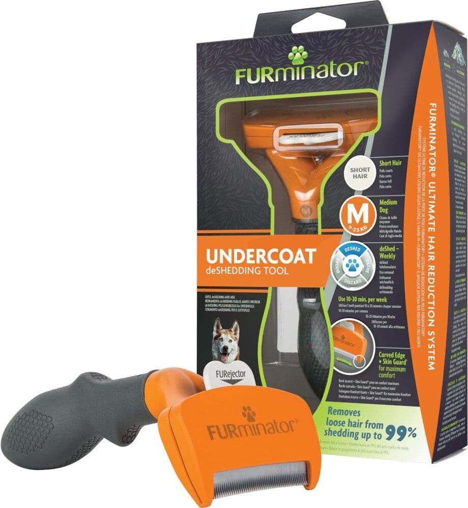 FURminator Strumento di Deshedding del Sottopelo per Rimuovere il Pelo Morto per Cani di Taglia M a Pelo Corto