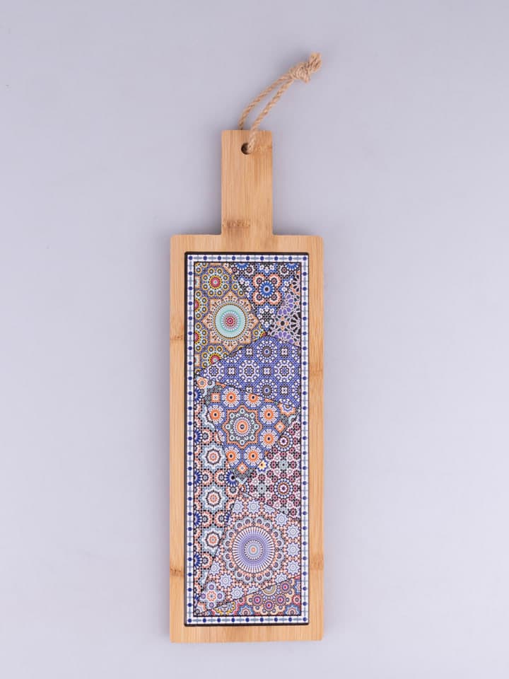 Villa d´Este Schneidebrett "New Kasbah" in Hellbraun/ Blau - (B)12,5 x (H)41,5 x (T)1,2 cm - onesize