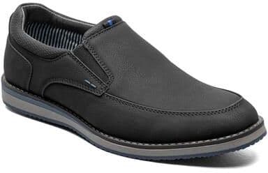 Nunn Bush Hyde II Moc Toe Slip On (Men's) Dress in Black, Size 11 W, Memory Foam/Synthetic