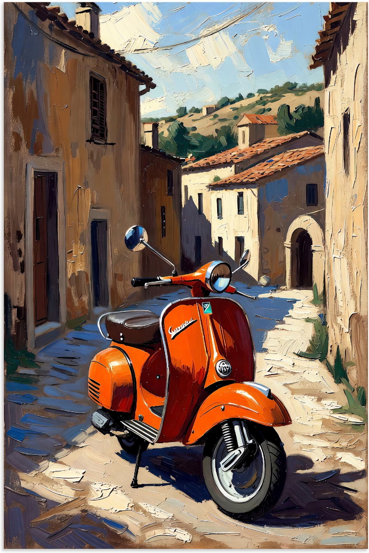 Wandbild ARTLAND "Roter Motorroller im Süden von Italien", orange (farbe bild(er): rot), B:20cm H:30cm, Bilder, Wandbild, als Alubild, Leinwandbild, Poster, Wandaufkleber in verschied. Grössen farbe bild(er): rot B/H/T: 20cm x 30cm, Alubilder / Outdoorbil