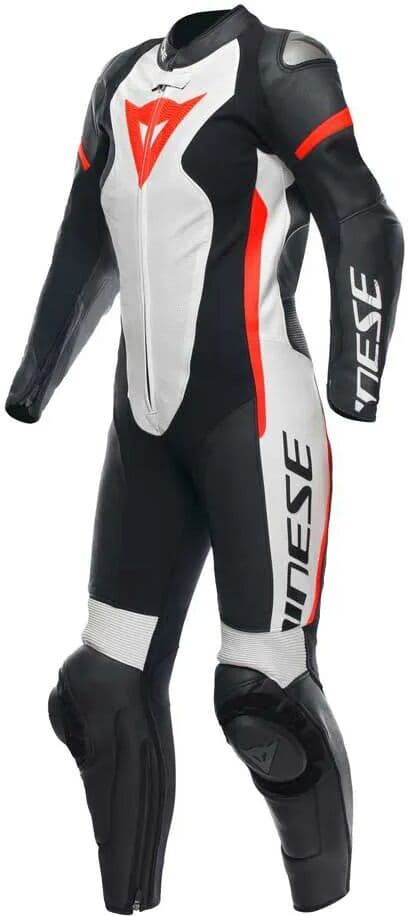Dainese Mono De Cuero Perforado Grobnik Black / White / Fluo Red 44