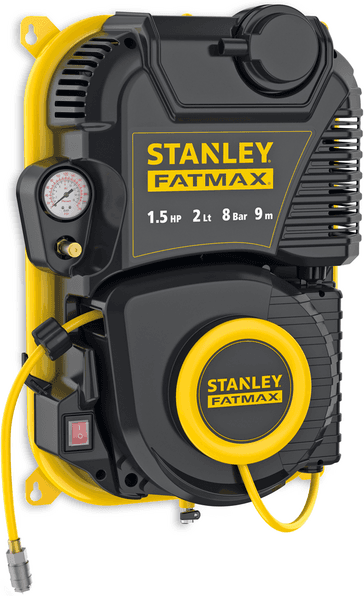 Stanley Wall Tech Pro - Compresseur d'air électrique monophasé mural, oil-less - Moteur 1.5 CV - 2 L