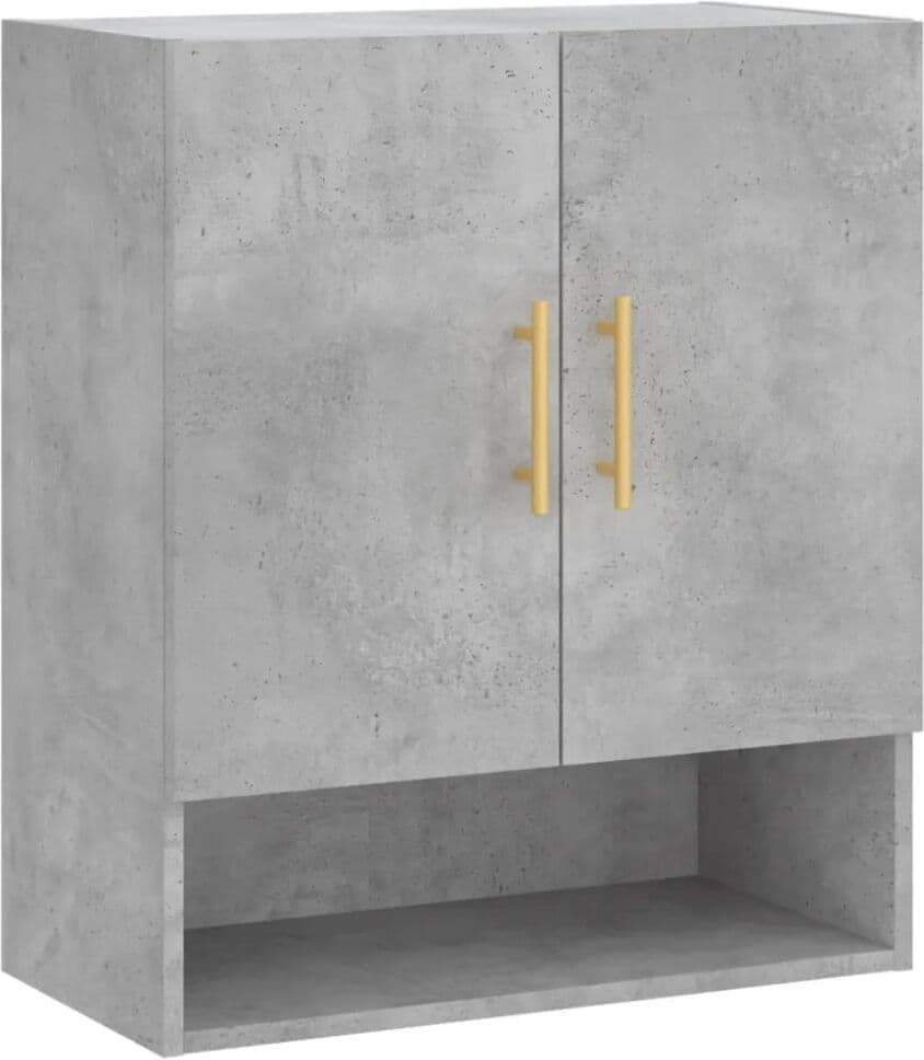 Helloshop26 Armoire murale grise béton 60 x 31 x 70 cm bois marron Marron 60x70x31cm