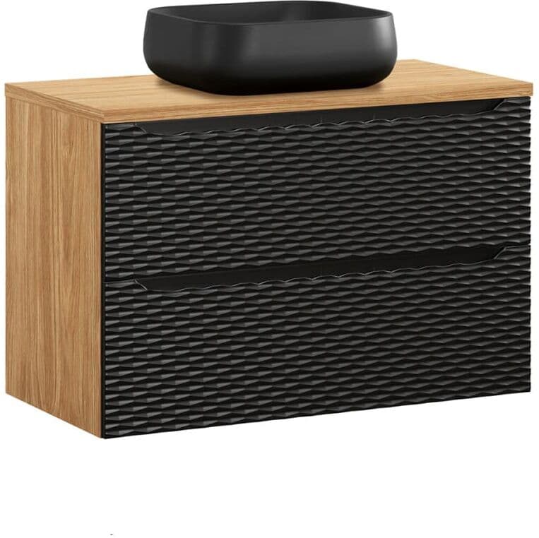 Petits meubles Meuble simple vasque 90cm panneaux mélaminé et mdf noir Noir 90x59x46cm