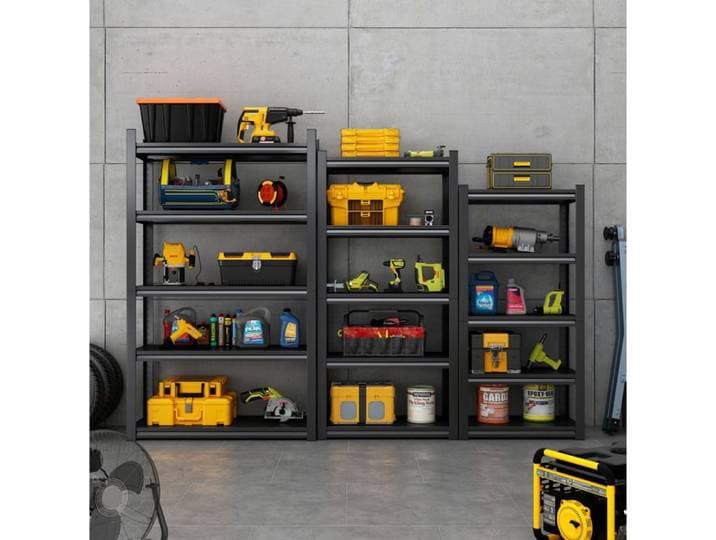 WOVREO étagère de rangement métallique 5 niveaux 120 x 45 7 x 198 cm réglable noir