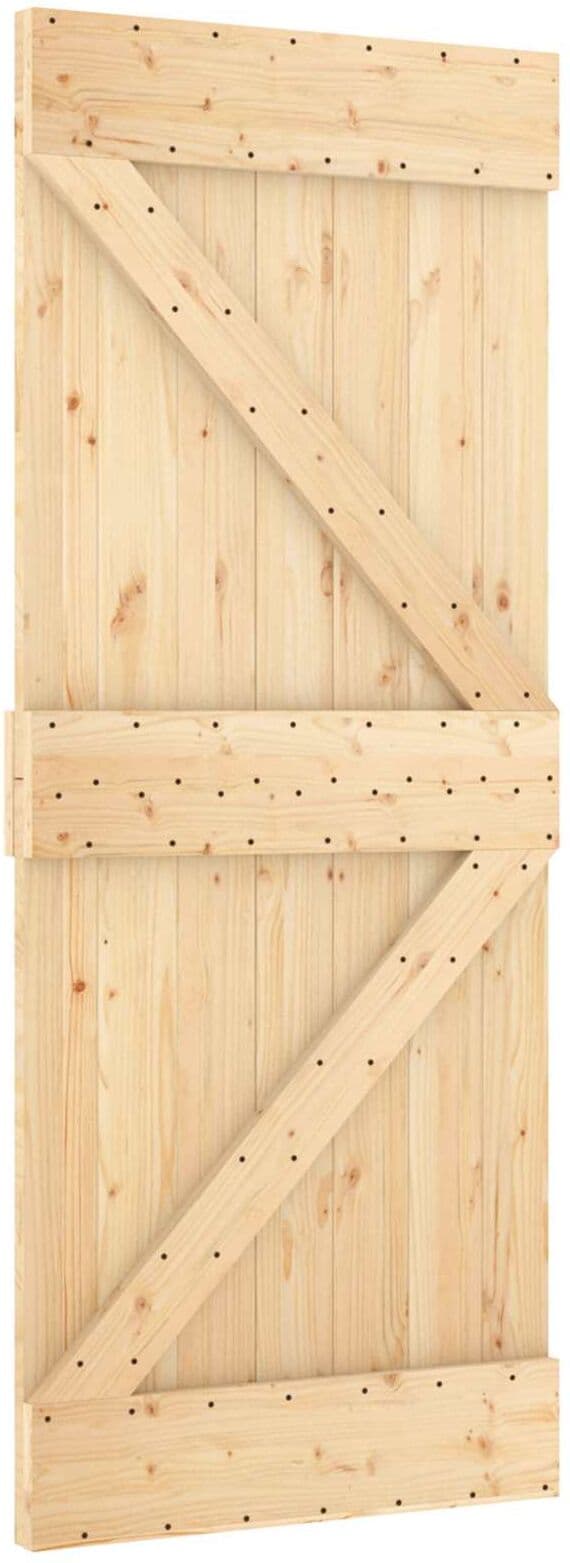 vidaXL Porte coulissante NARVIK Naturel et noir 85 x 210 cm (213,5 cm)