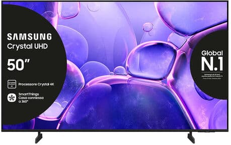 Samsung Crystal UHD 50'' UE50U8000FUXZT 4K, Processore Crystal 4K, HDR, Smart Experience, OTS Lite & Adaptive Sound, Metal Stream Design, Smart TV, 2025