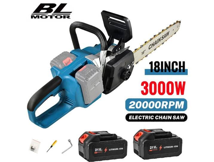 Tronçonneuse électrique sans fil 3000W 18 pouces, outil de travail du bois portatif pour jardin, compatible avec batterie Makita