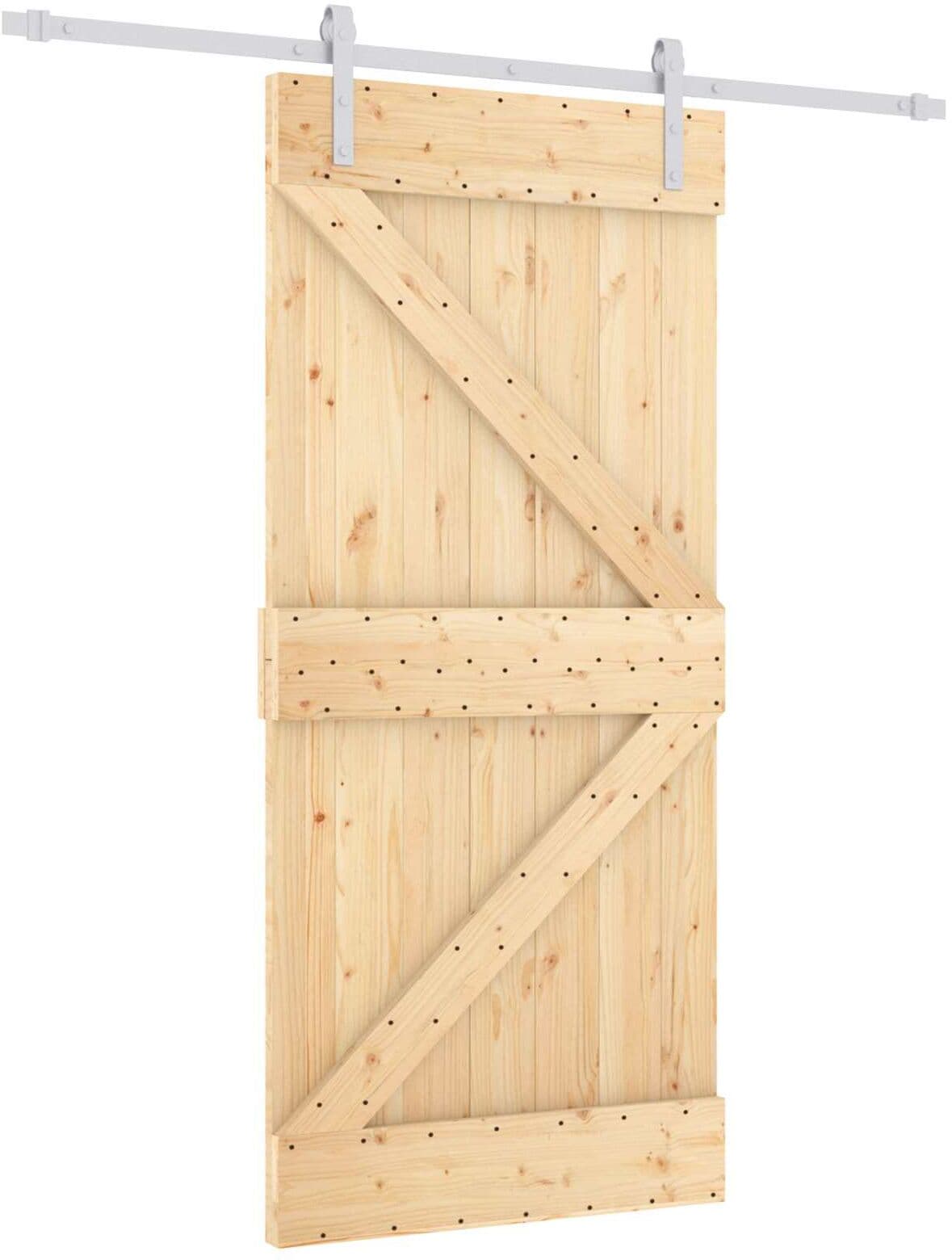 vidaXL Porte coulissante 95 x 210 cm Bois de pin massif (non traité)