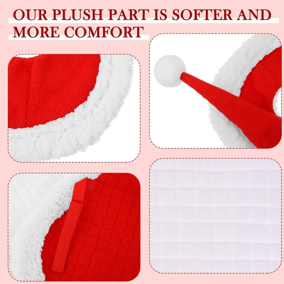 NONE 6Pcs Christmas Santa Hat Saddle Pads Leg Wraps Santa Red Horse Hat & Leg Wraps & Horse Saddle for Christmas Horses Decor