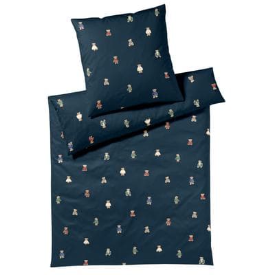 Bettwäsche ELEGANTE "Teddy", dunkelblau, B/L: 155cm x 220cm, 1 Stk., 1 Stk., Flanell, B/L: 80cm x 80cm, 2, Flanell, Obermaterial: 100% Baumwolle, Bettwäsche, Bettwäsche, angenehmes Hautgefühl