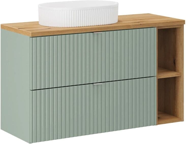 Petits meubles Meuble simple vasque 100cm 2 tiroirs panneaux mdf vert Vert 100x59x40cm