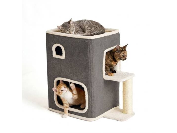 Relaxdays Maison chat 2 étages - balle & griffoir
