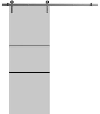 SARTODOORS Planum 0014 Matte Grey Wood Sliding Barn Door