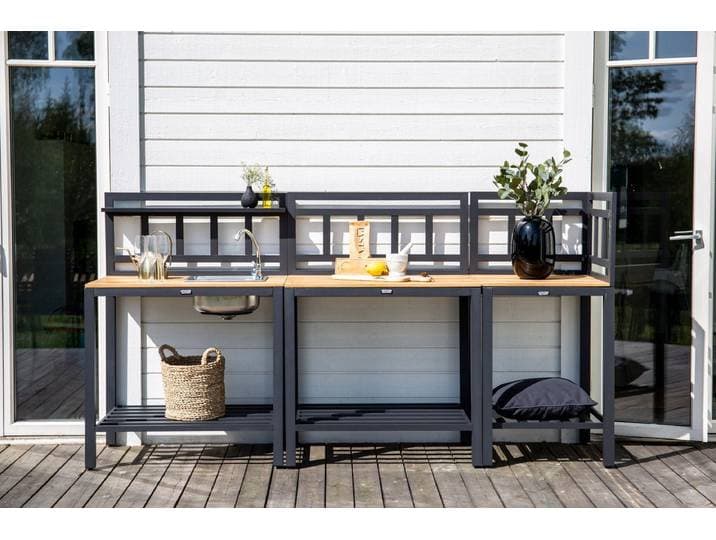 Ablagetisch Ellie – Outdoor-Küchenmodul mit Teakholz-Arbeitsfläche - Luxusbetten24