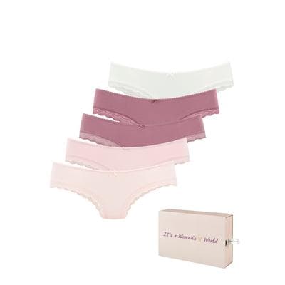 Brasilslip LASCANA, Damen, Gr. 36/38, Single Jersey, rosa (rose), Single Jersey, Obermaterial: 95% Baumwolle, 5% Elasthan, unifarben, körpernah, Unterhosen, aus elastischer Baumwolle mit zarter Spitze, mit Aufbewahrungsbox