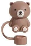 Combo Retail Shop Straw Cover Compatible With Stanley Cup, Cute Teddy Bear Silicone Straw Plug, Dustproof Straw Cap For Reusable Cups brown