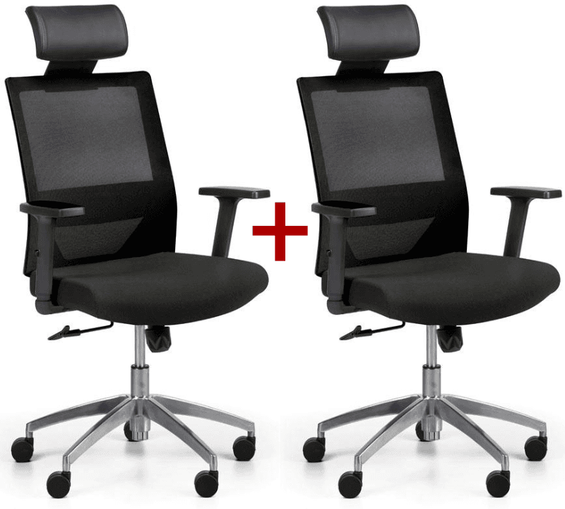 B2B Partner Krzesło biurowe WOLF II 1+1 GRATIS, czarny