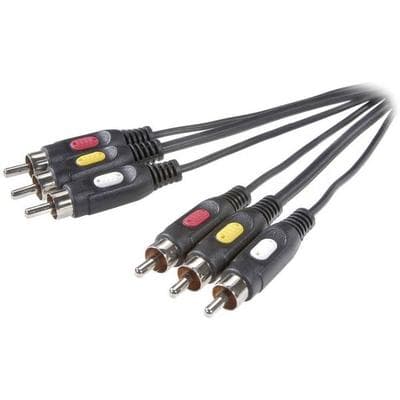 SpeaKa Professional Composite Cinch AV Anschlusskabel [3x Cinch-Stecker - 3x Cinch-Stecker] 2 m Schwarz