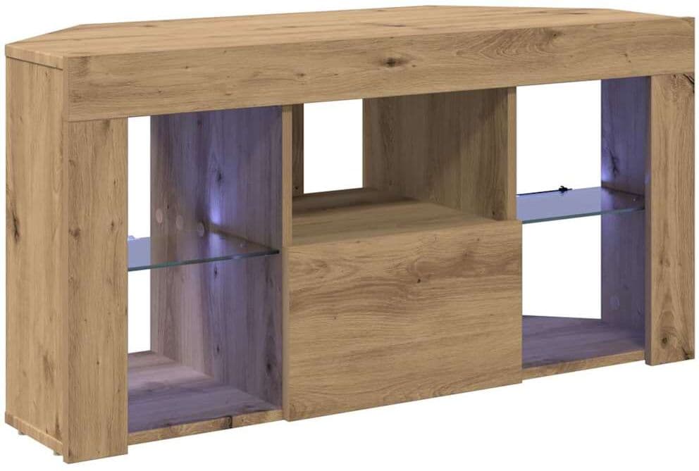 vidaXL Meuble TV LED d'Angle 100 x 40 x 50 cm Chêne artisanal