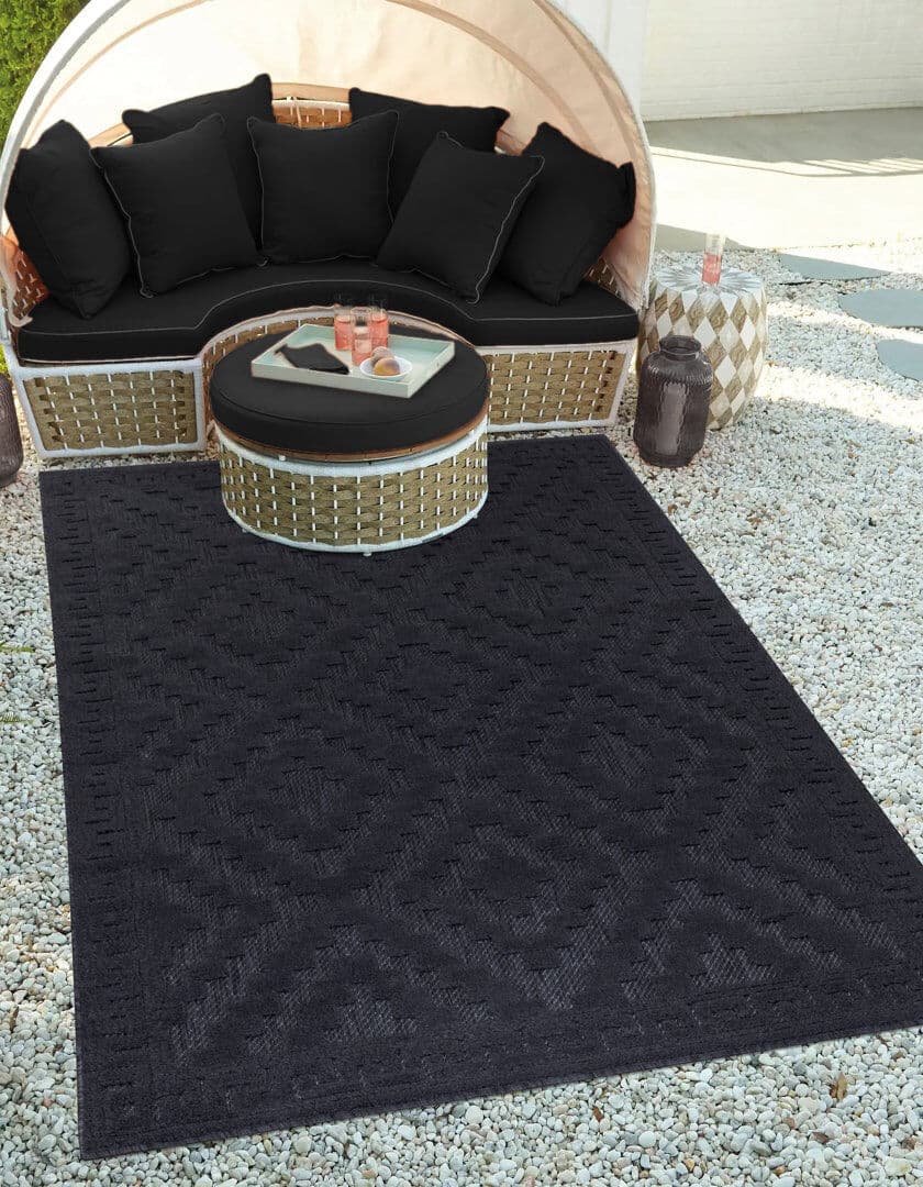 Natur Pur Brussels Geometric Area Rug Black Rectangle 200 x 290cm