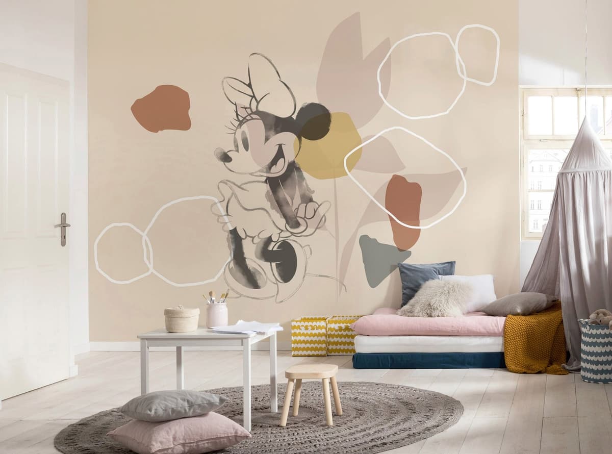 Vliestapete KOMAR "Digitaldruck Vlies - Minnie Soft Shapes - Grösse 350 x 280 cm", bunt, B:350m L:280m, Vlies, Tapeten, Vliestapete, Kinderzimmer bunt B/L: 350m x 280m, Rollen: 1