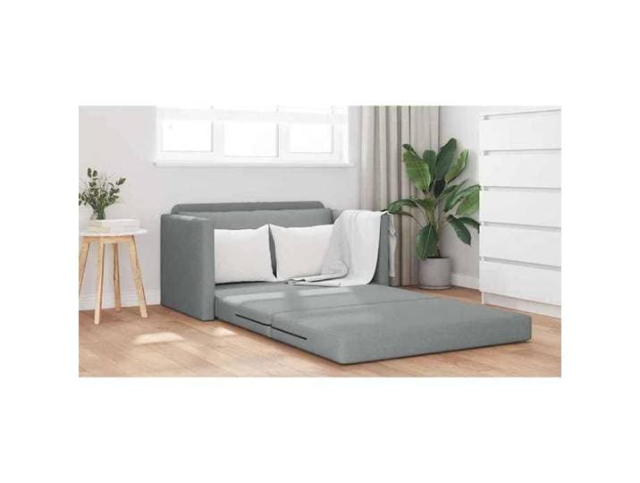 Canapé-lit convertible en velours - SOLOMOON - Gris clair - 124x71x78 cm - Convertible en lit - Velours doux et robuste