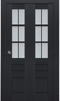 SARTODOORS Veregio 7339 Antracite Wood Bi-Fold Closet Doors with Frosted Glass