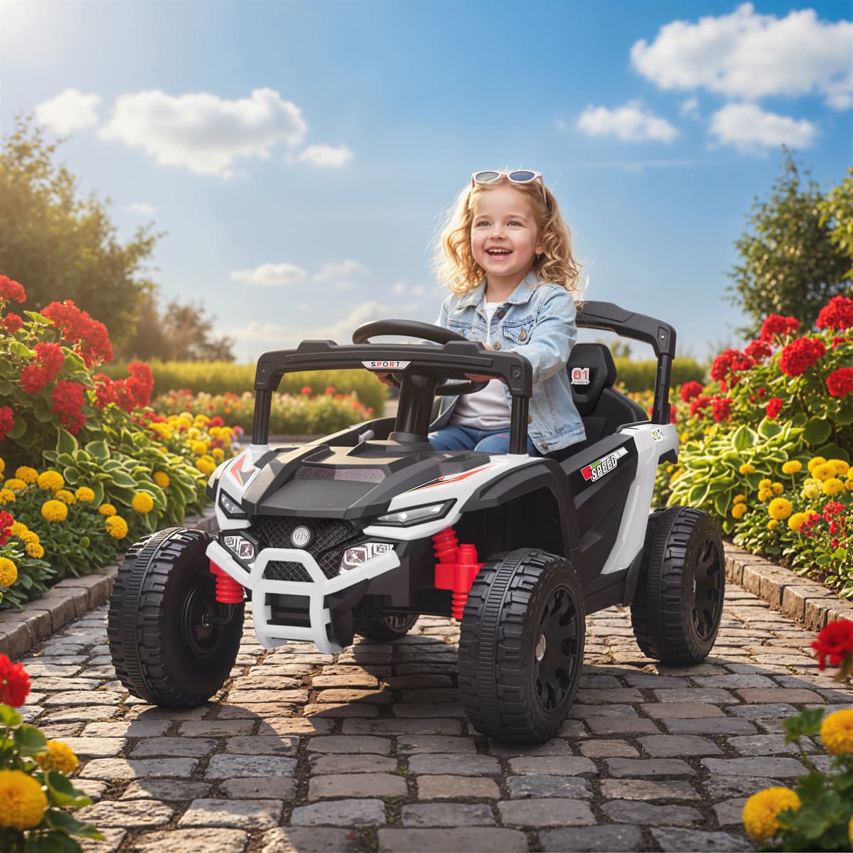 Aiyaplay Auto Elettrica per Bambini con Telecomando e 2 Motori, Fari e Musica, 88x57.5x55.5 cm, Bianco   Aosom Italy