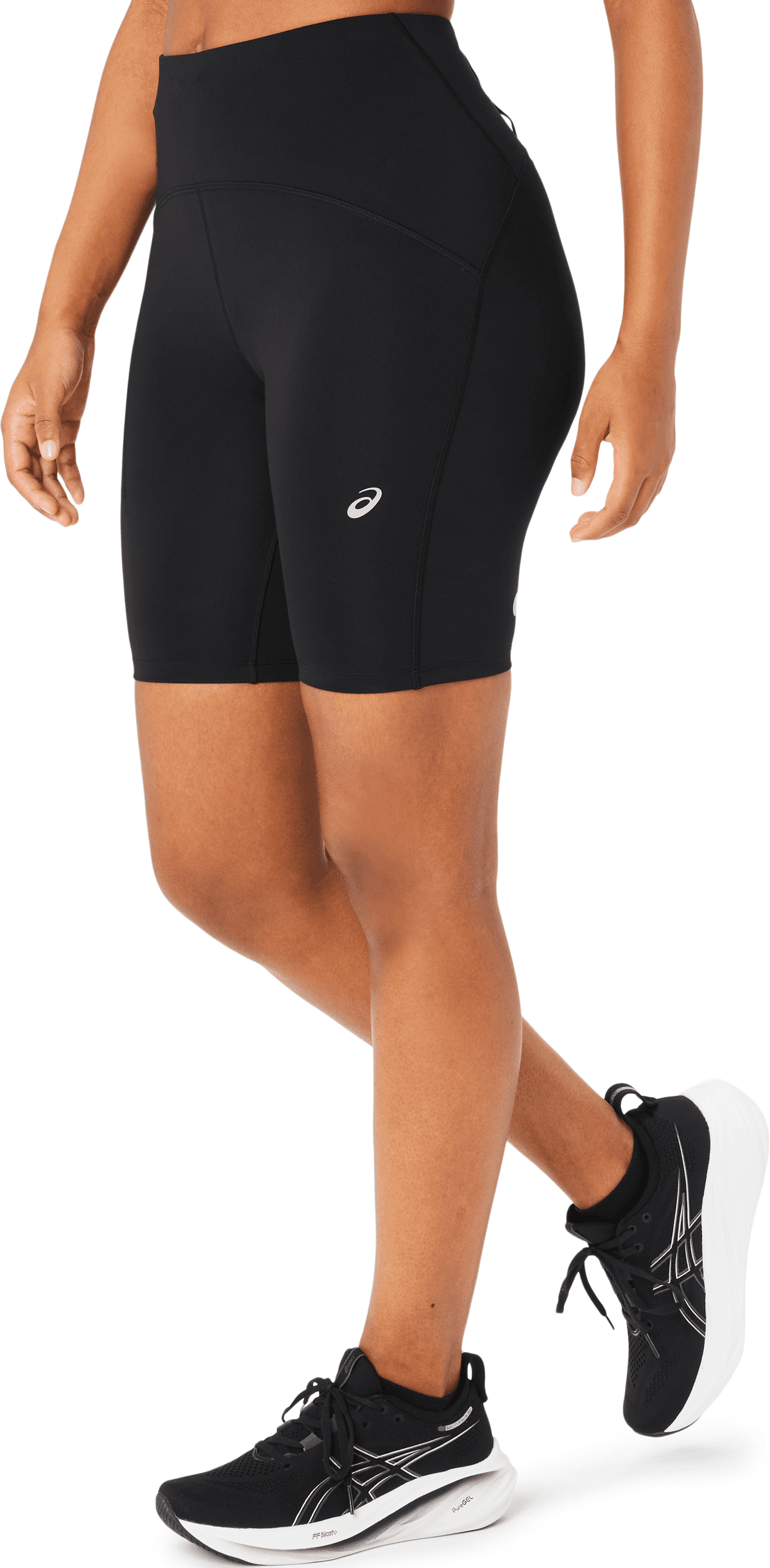 Lauftights ASICS "ROAD HIGH WAIST 8IN SPRINTER", Damen, Gr. XS (34), N-Gr, schwarz, Web, Obermaterial: 78% Polyester, 22% Elasthan, unifarben, Hosen Lauftights, Schnelltrocknend, Reflektierend, Smartphone-Fach schwarz XS (34), N-Gr