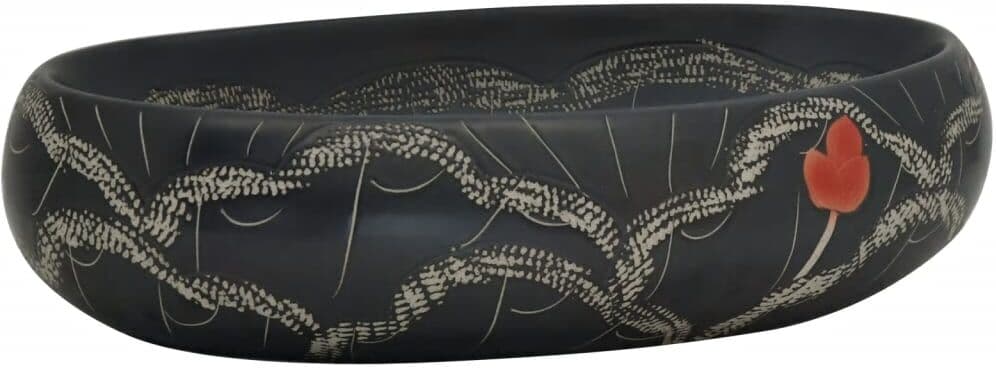 vidaXL Vasque à poser noir ovale 59x40x15 cm céramique